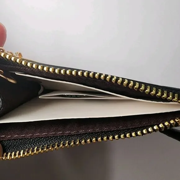 NWT COACH CDF83 Mini Skinny Id Case With Cherry Print Smooth Leather Black Multi - Picture 2 of 3